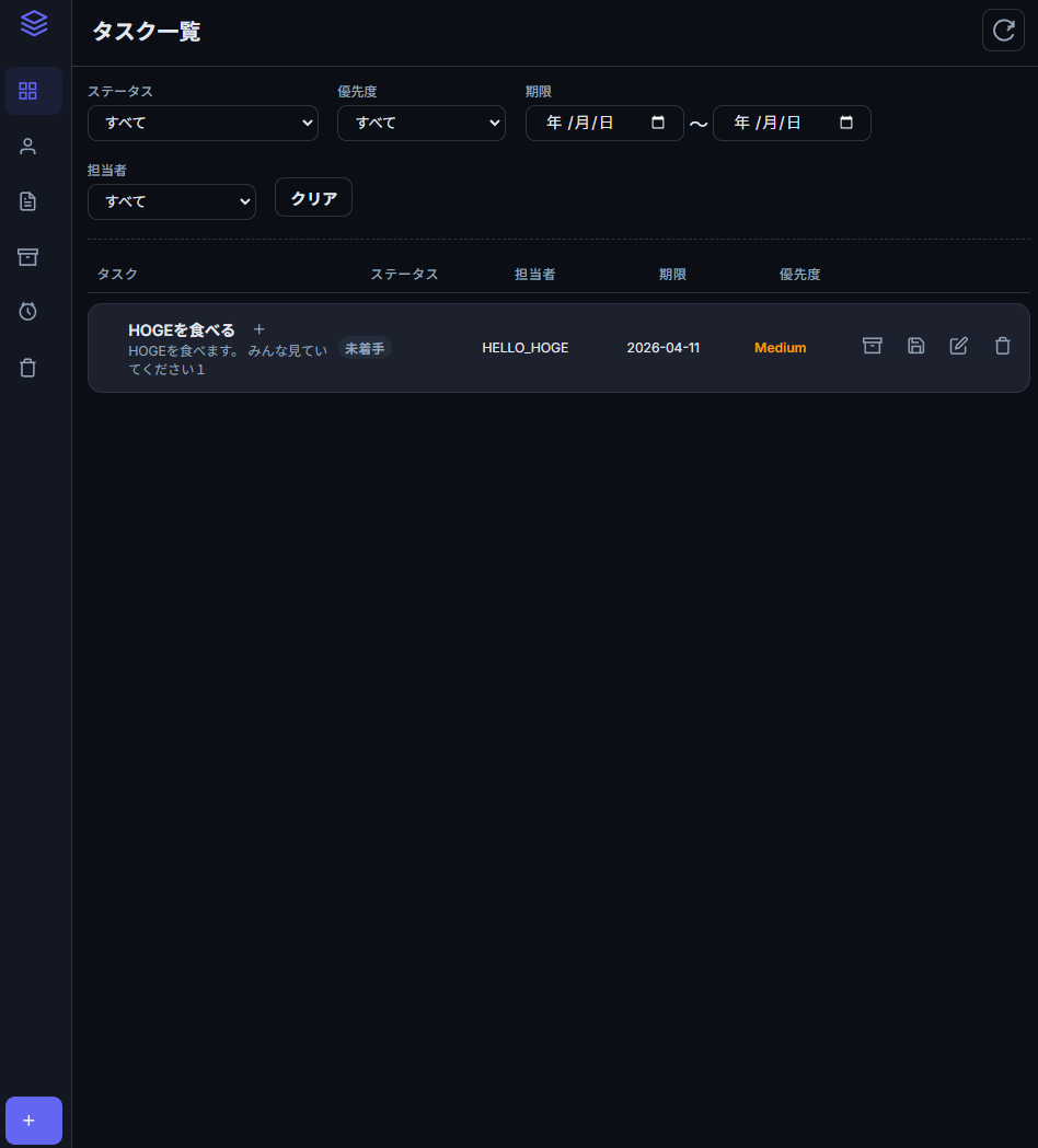 タスクの表示