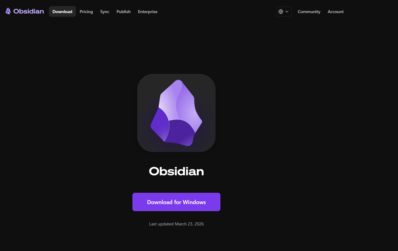 ダウンロードした Obsidian インストーラを実行してインストールしている画面