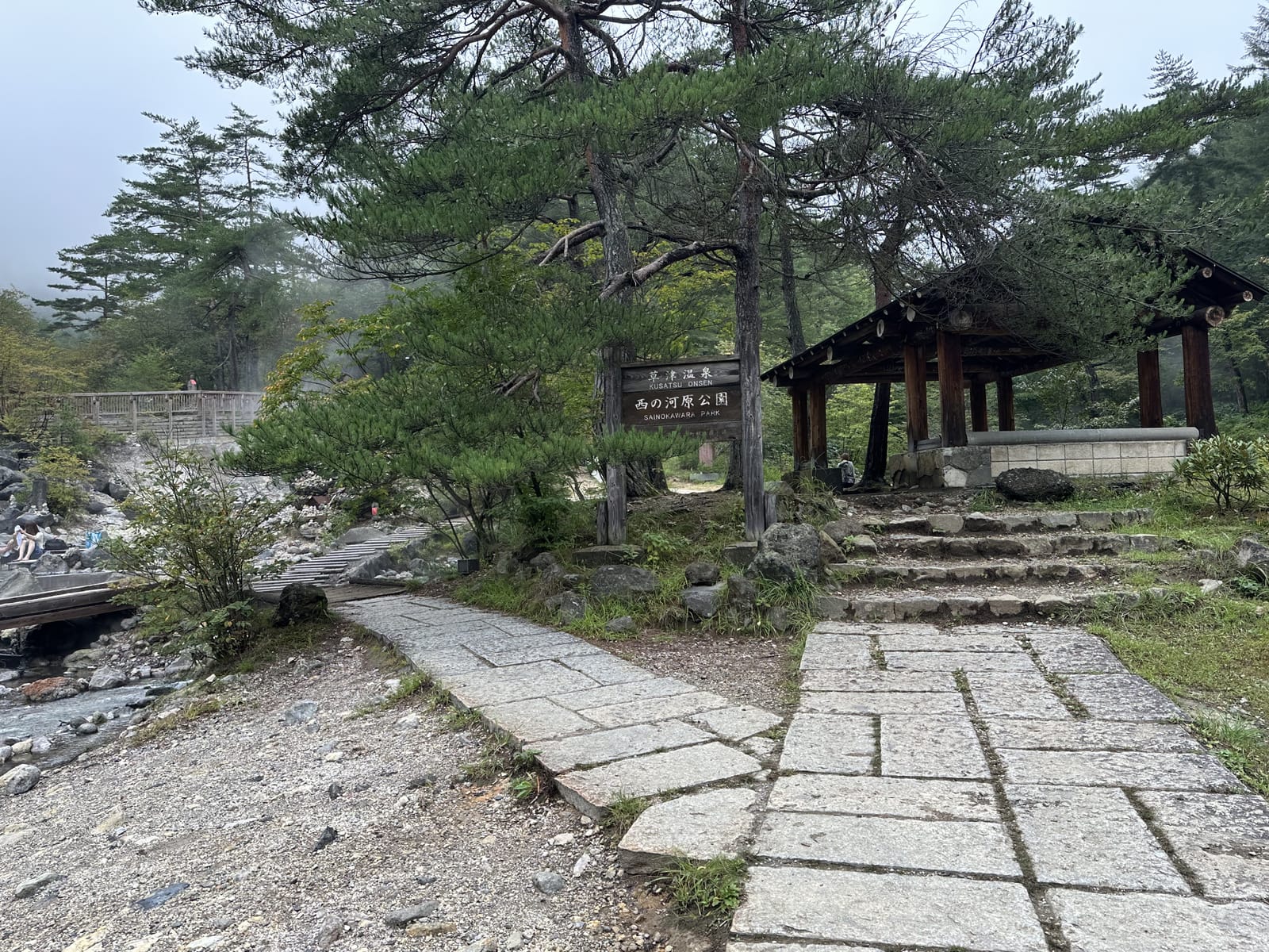 西の河原公園 看板と休憩スペース